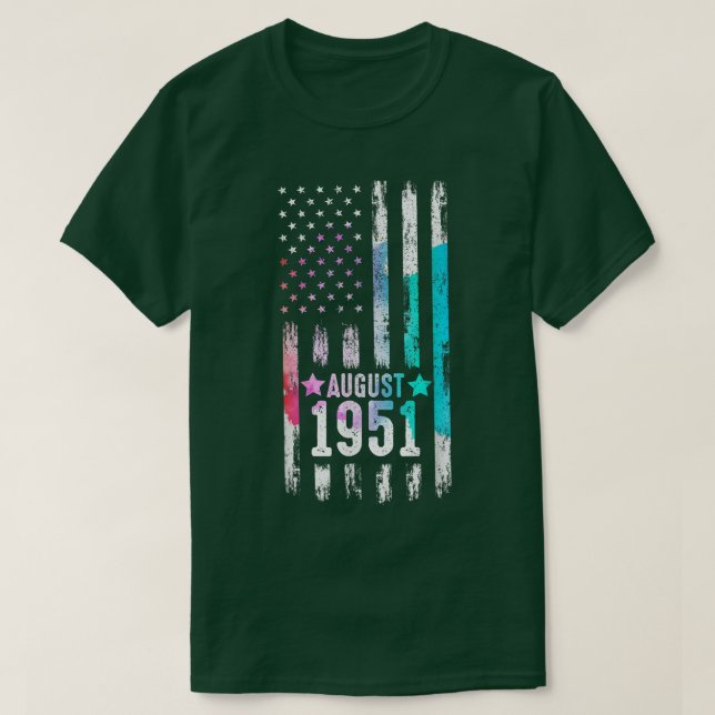 Camiseta Agosto de 1951 Bandera estadounidense de 71 años (Diseño del anverso)