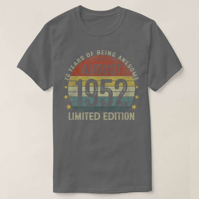 Camiseta Agosto de 1952 Edición Limitada 70º cumpleaños 70  (Diseño del anverso)