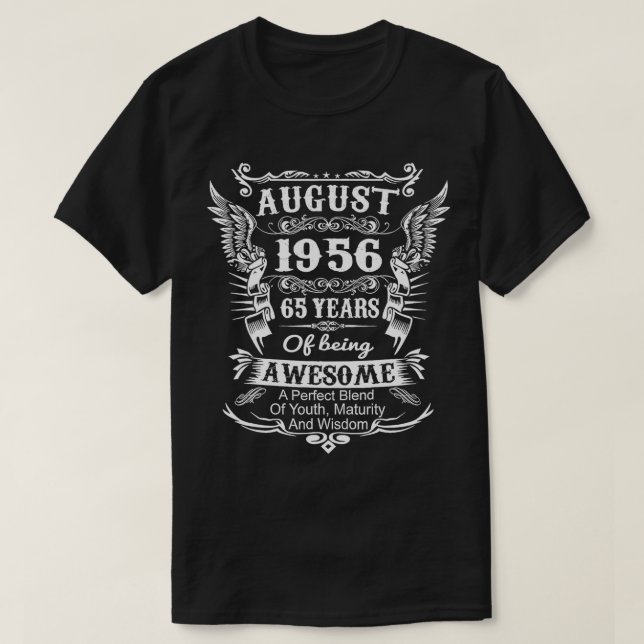Camiseta Agosto De 1956, Con 65 Años De Asombro (Diseño del anverso)