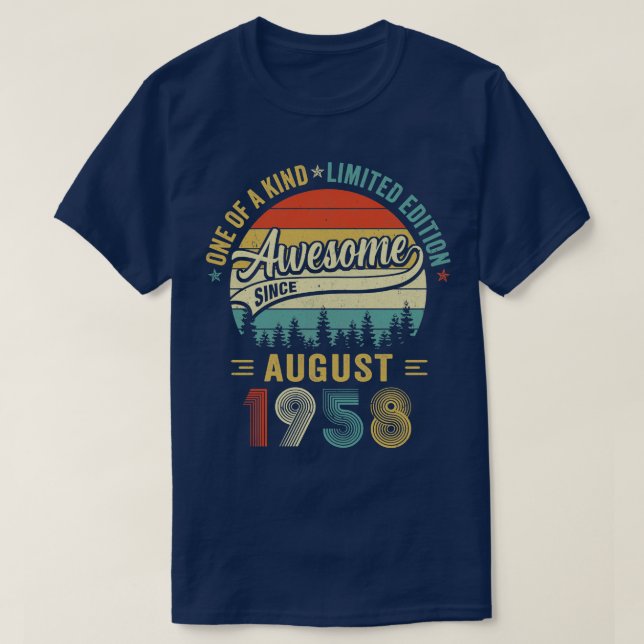 Camiseta Agosto de 1958 Vintage Retro 65 años (Diseño del anverso)