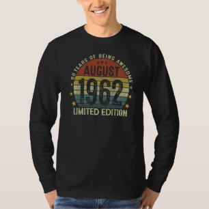 Camiseta Agosto de 1962 60º cumpleaños 60 años
