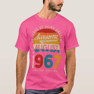 Camiseta Agosto De 1967 Cumpleaños 55 Años De Ser Awesome V