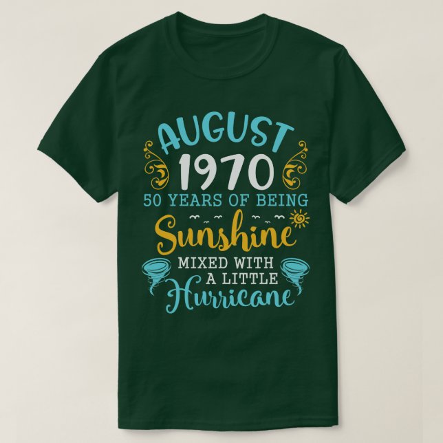 Camiseta Agosto De 1970 Feliz Cumpleaños 50 Años De Ser Sun (Diseño del anverso)