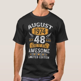 Camiseta Agosto de 1974 48º cumpleaños 48 años
