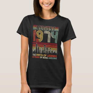 Camiseta Agosto De 1974 Cumpleaños De La Leyenda 48 Años De