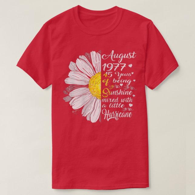 Camiseta Agosto de 1977: Regalo de cumpleaños de mujeres, h (Diseño del anverso)