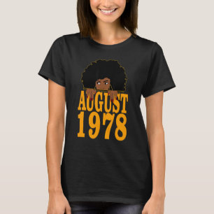 Camiseta Agosto de 1978 44º cumpleaños 44 años Mujeres negr
