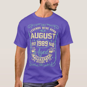 Camiseta Agosto de 1989 33 Regalo de cumpleaños de hombres 