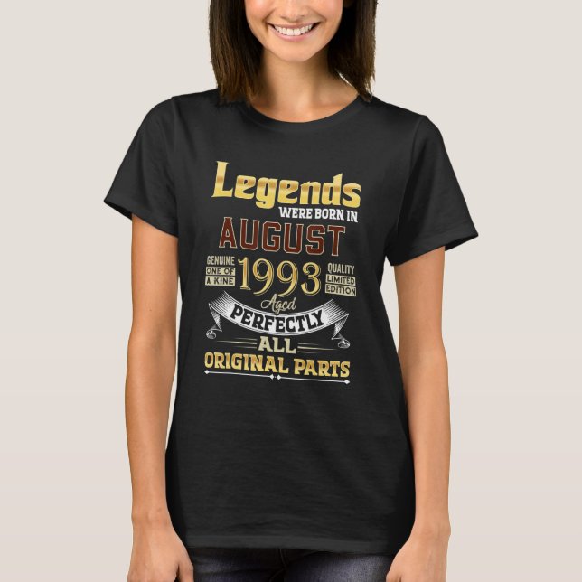 Camiseta Agosto De 1993 29 Años De Edad 29 Leyendas De Cump (Anverso)