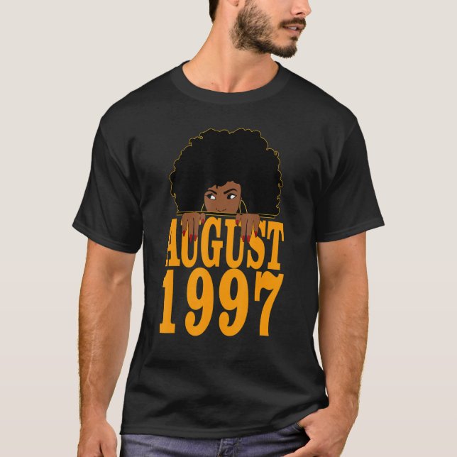 Camiseta Agosto de 1997 25º cumpleaños 25 años mujeres negr (Anverso)