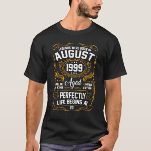 Camiseta Agosto de 1999 23º cumpleaños mujeres de 23 años