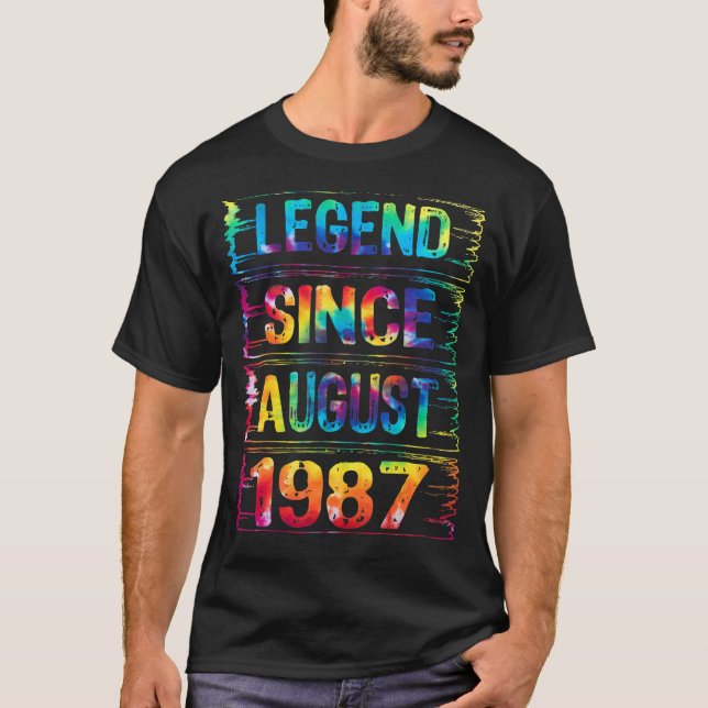 Camiseta Agosto De 35 Años Desde 1987 35º Nacimiento (Anverso)
