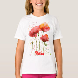 Camiseta Agosto flor de nacimiento Copas rojas Watercolor F
