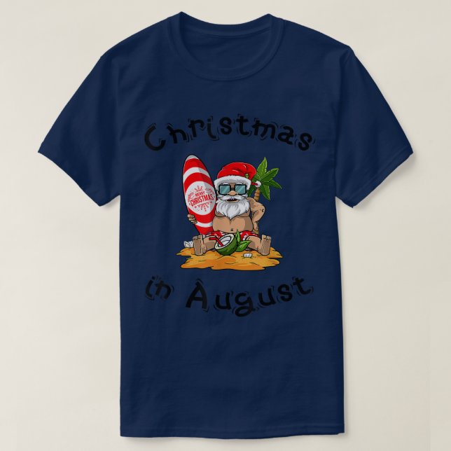 Camiseta Agosto navidades en la divertida playa de Santa Su (Diseño del anverso)
