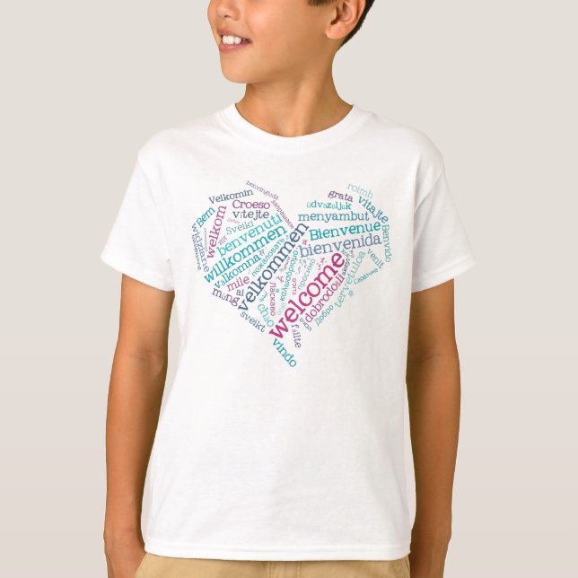 Camiseta agradable del corazón (muchas idiomas) (Anverso)