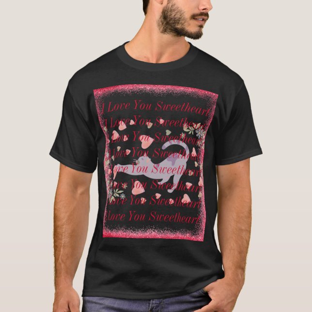 Camiseta Agradable Día de San Valentín de gato con corazón  (Anverso)
