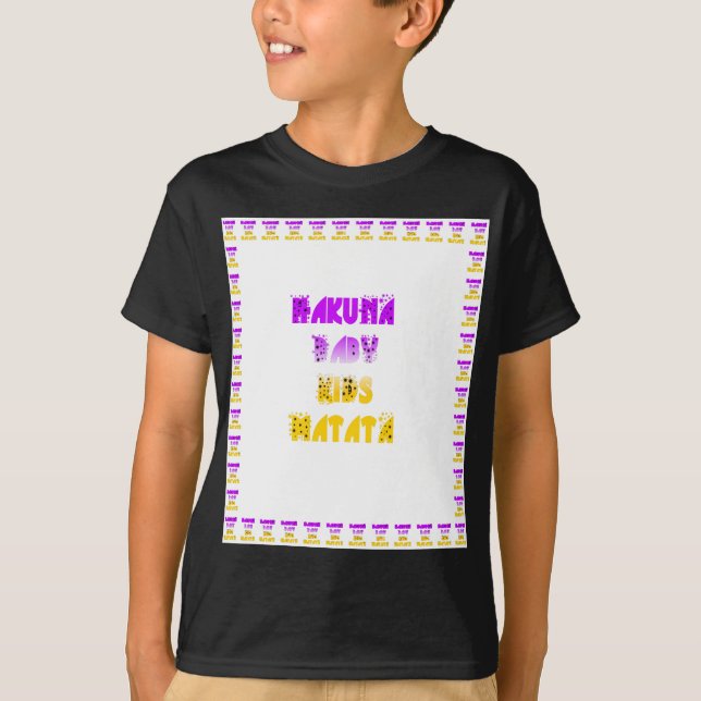 Camiseta Agradable Hakuna Matata, morado y amarillo, bebé n (Anverso)
