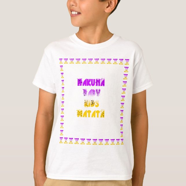 Camiseta Agradable Hakuna Matata Púrpura y Amarillo Niños G (Anverso)