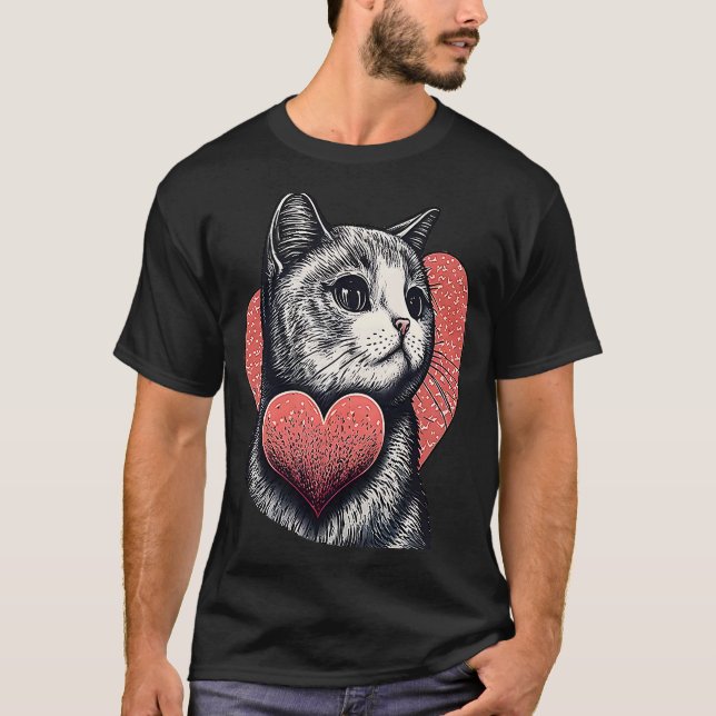 Camiseta Agradable y único hea del gato del día de San Vale (Anverso)