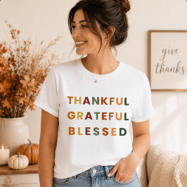 Camiseta Agradecida Agradecida Bendita – Colores de Otoño 