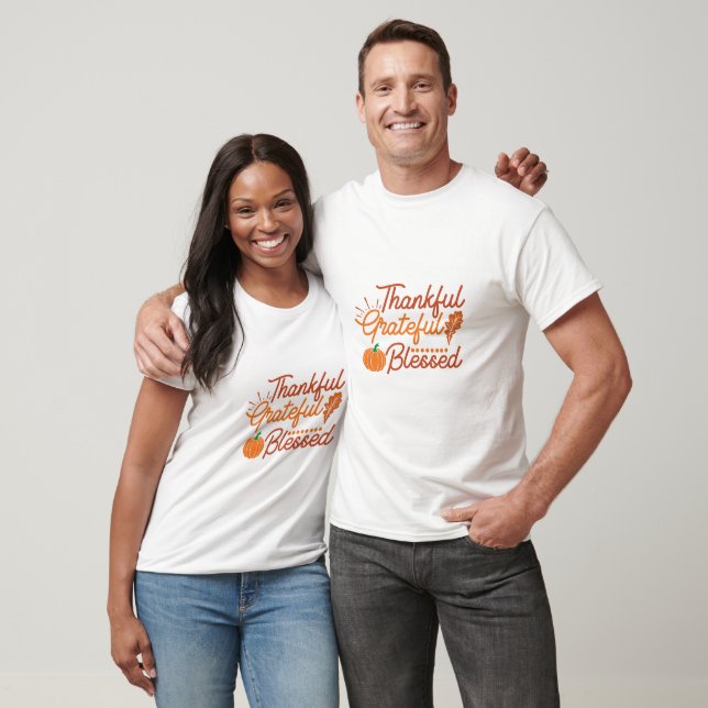 Camiseta Agradecida tipografía bendecida (Unisexo)