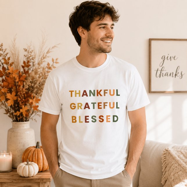 Camiseta Agradecido Agradecido Bendito – Colores de Otoño  (Subido por el creador)