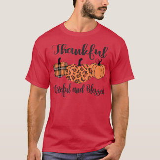 Camiseta Agradecido Agradecimiento Bendito Plaid Leopard Pu