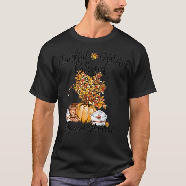 Camiseta Agradecido Árbol de Auxiliar Médico Bendecido (Anverso)