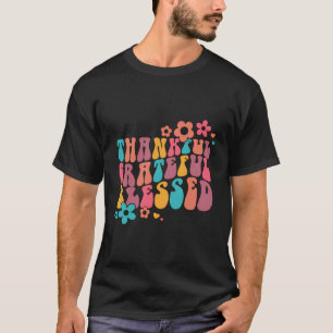 Camiseta Agradecido Corazón de Flores Onduladas Retro Bende