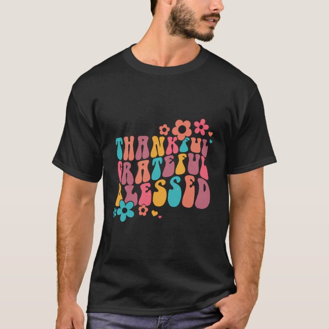 Camiseta Agradecido Corazón de Flores Onduladas Retro Bende (Anverso)