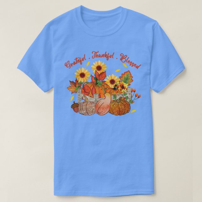 Camiseta Agradecido Fall De Agosto De Girasol Bendecido (Diseño del anverso)