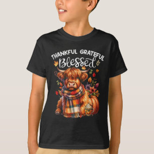 Camiseta Agradecido y agradecido otoño a la vaca bendecida