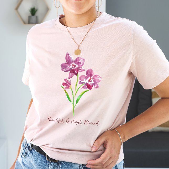 Camiseta Agradecidos, agradecidos, bendecidos florales (Subido por el creador)