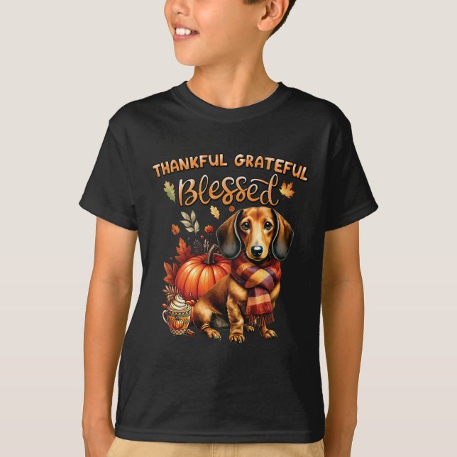 Camiseta Agradecidos y agradecidos Dachshund Dog Fall (Anverso)