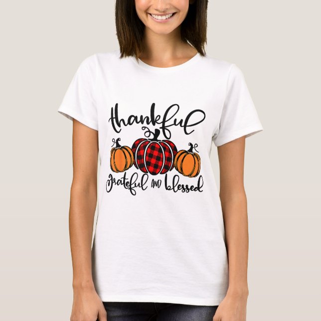 Camiseta Agradecimiento Agradecimiento Blessed Red Plaid Pu (Anverso)