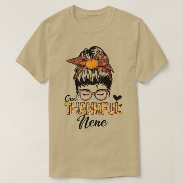 Camiseta Agradecimiento Nene Gracioso Messy Bun otoño Thank (Diseño del anverso)