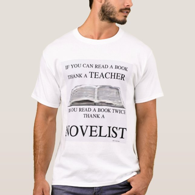 Camiseta Agradezca a un novelista (Anverso)