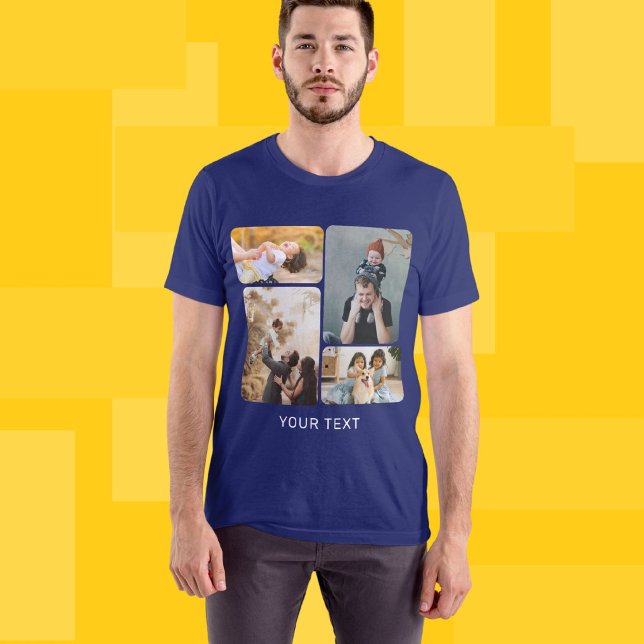 Camiseta Agregar 4 fotos personalizadas de collage y texto (Subido por el creador)