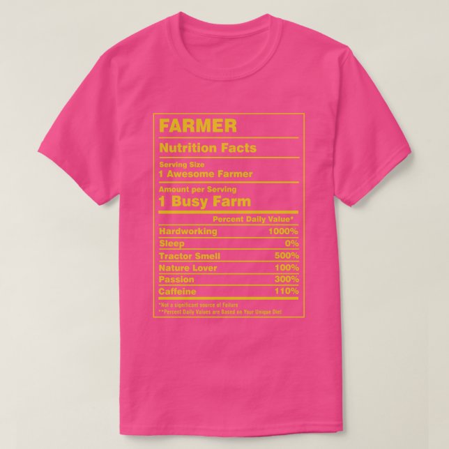 Camiseta Agricultor de datos de nutrición (Diseño del anverso)