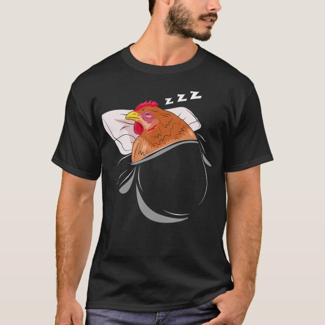 Camiseta Agricultor de prendas de pijama de pollo durmiendo (Anverso)