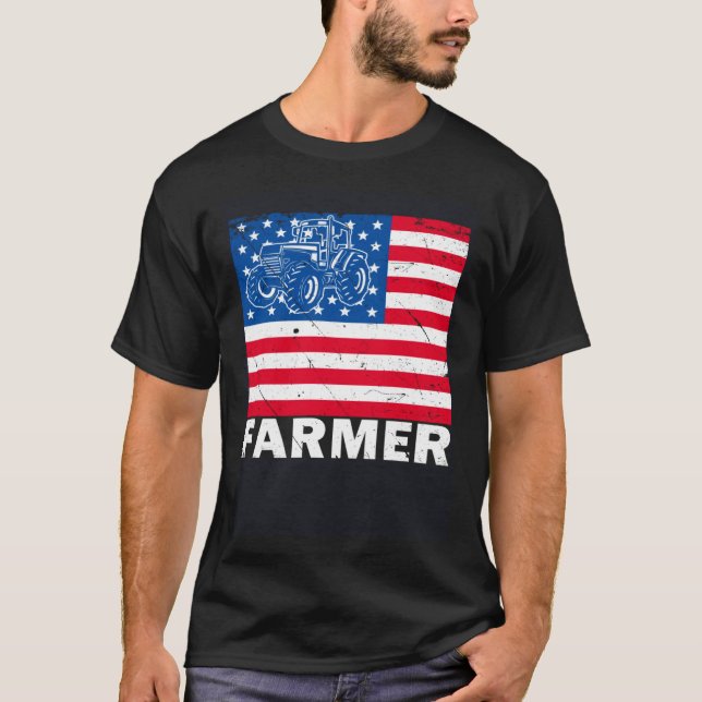 Camiseta Agricultor de tractores norteamericano granja patr (Anverso)