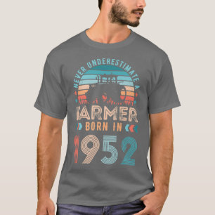 Camiseta Agricultor nacido en 1952 Regalo agrícola Cumpleañ
