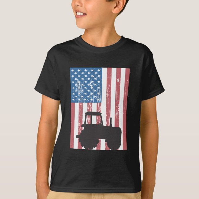 Camiseta Agricultor patriótico de bandera norteamericana de (Anverso)