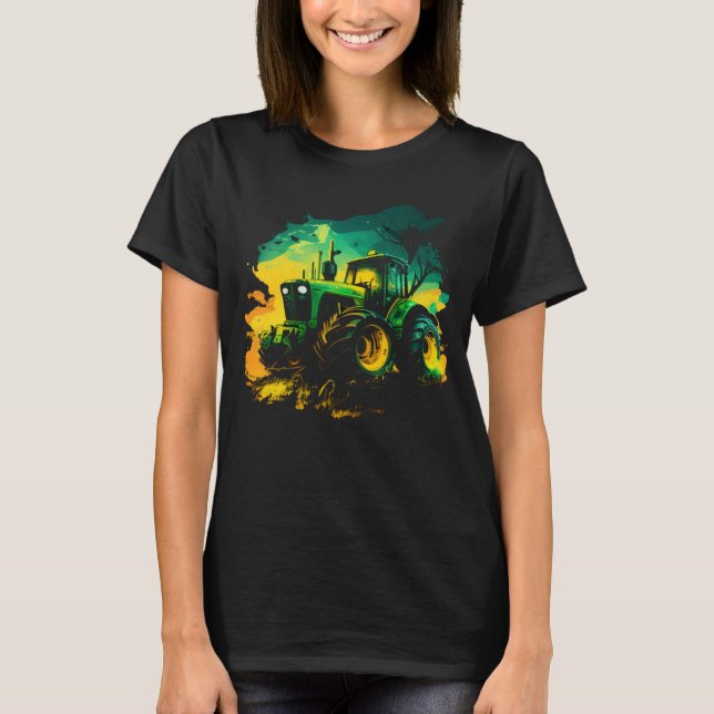 Camiseta Agricultores agrícolas manejando tractores de trek (Anverso)