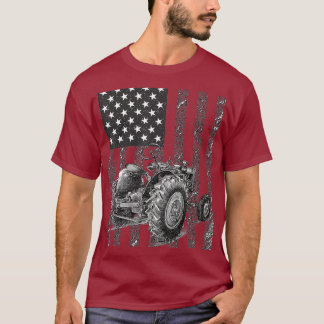 Camiseta Agricultores Tractor Bandera Estadounidense Agricu
