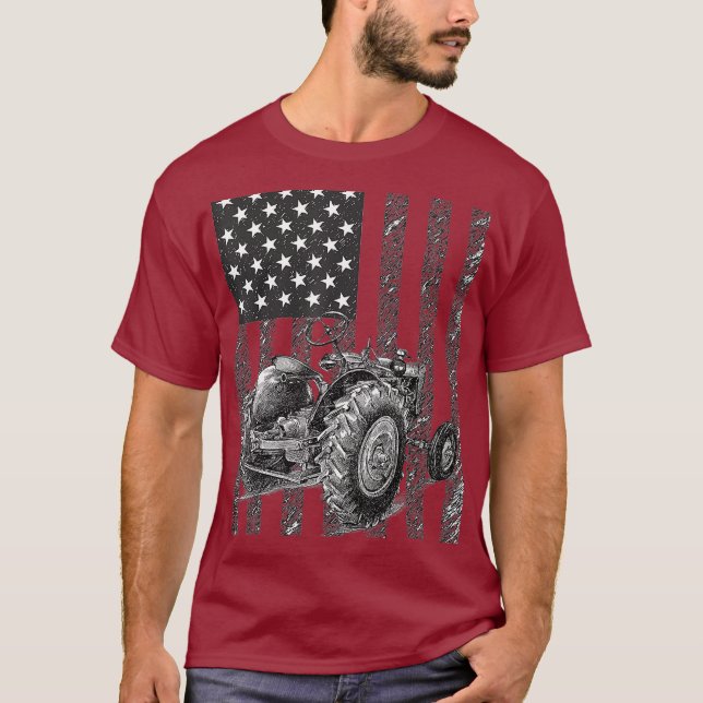 Camiseta Agricultores Tractor Bandera Estadounidense Agricu (Anverso)