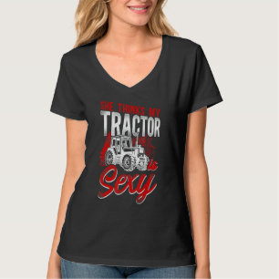 Camiseta Agricultura Granjero Tractor Tractor Antiguo Ella