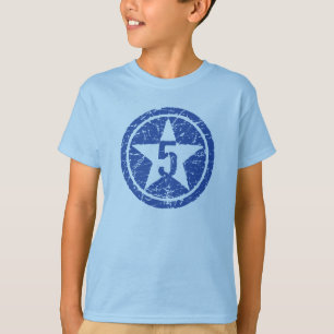 camiseta agrietada de cinco estrellas del
