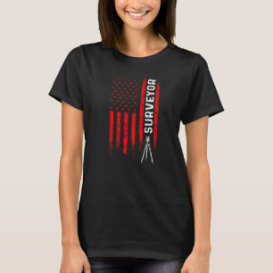 Camiseta Agrimensura USA Bandera Topógrafo