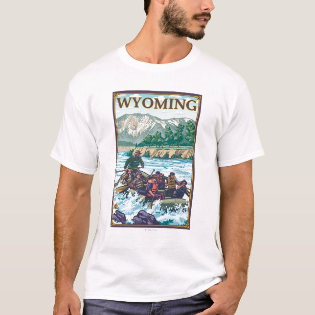 Camiseta Agua blanca que transporta en balsa - Wyoming (Anverso)